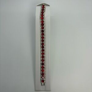 Red And Clear Crystal Rhinestone Bridal Prom Tennis Bracelet